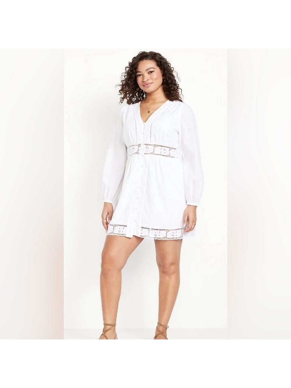 Old Navy Waist-Defined Cutwork Eyelet Lace Design Romantic Beachy Mini Dress 2X